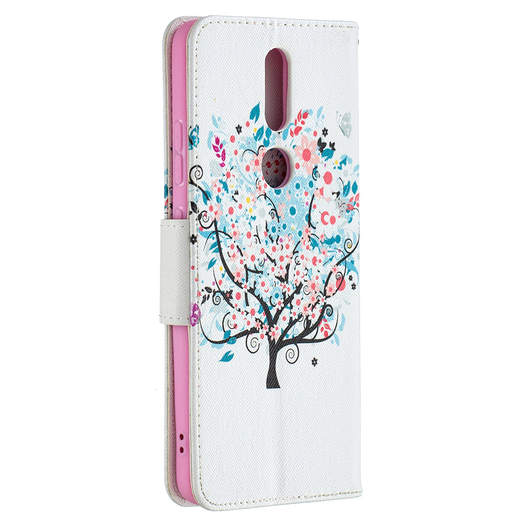 Pattern Printing Leather Wallet Stand Protective Shell for Nokia 2.4