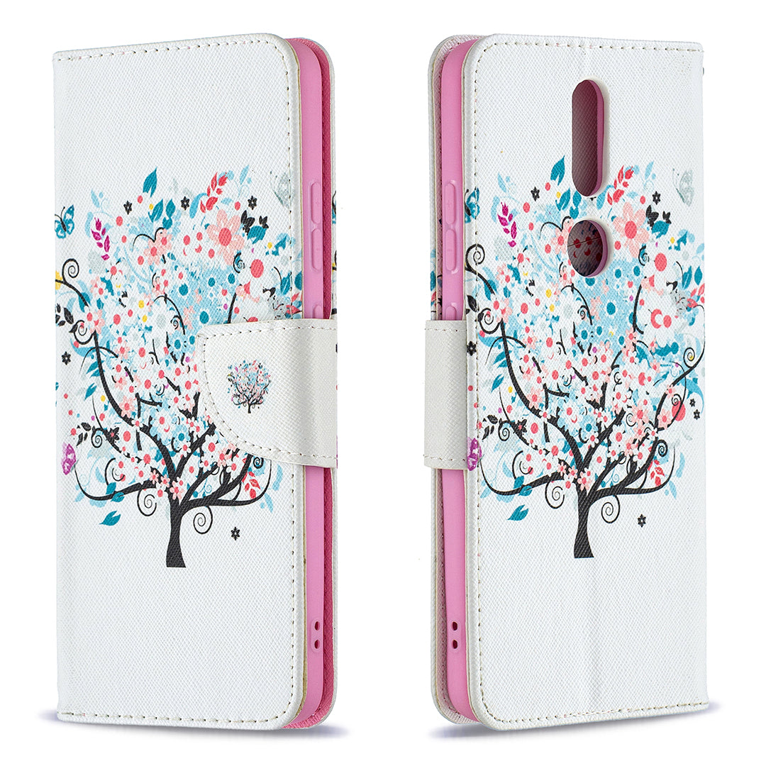 Pattern Printing Leather Wallet Stand Protective Shell for Nokia 2.4