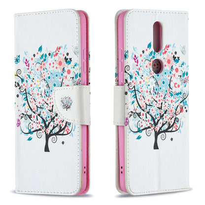 Pattern Printing Leather Wallet Stand Protective Shell for Nokia 2.4