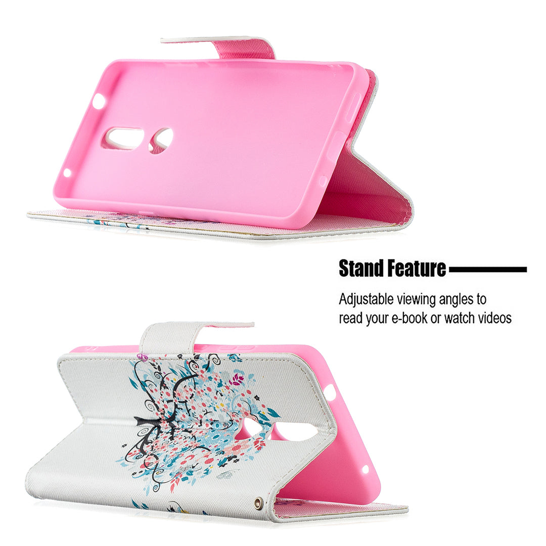 Pattern Printing Leather Wallet Stand Protective Shell for Nokia 2.4