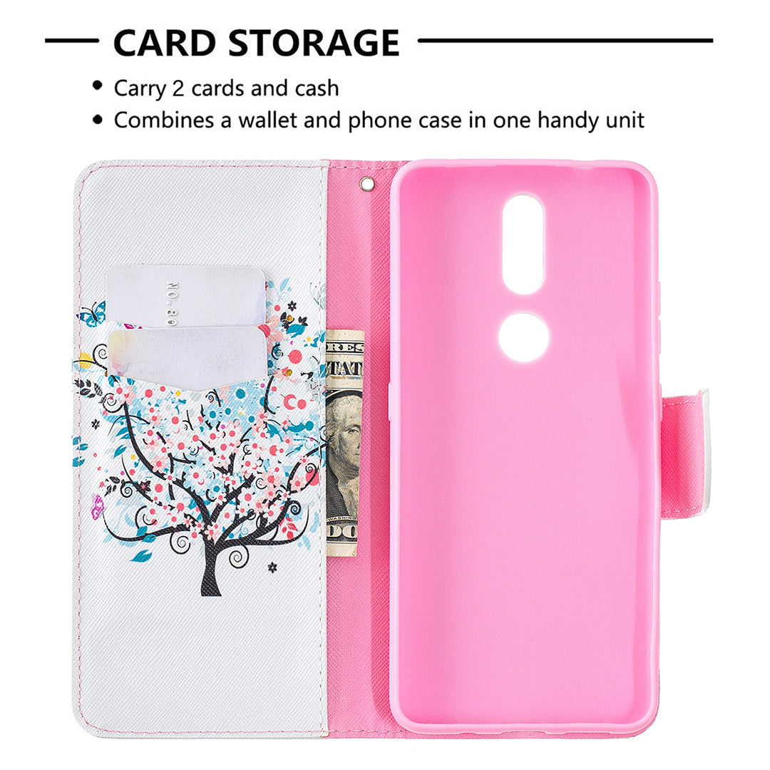 Pattern Printing Leather Wallet Stand Protective Shell for Nokia 2.4