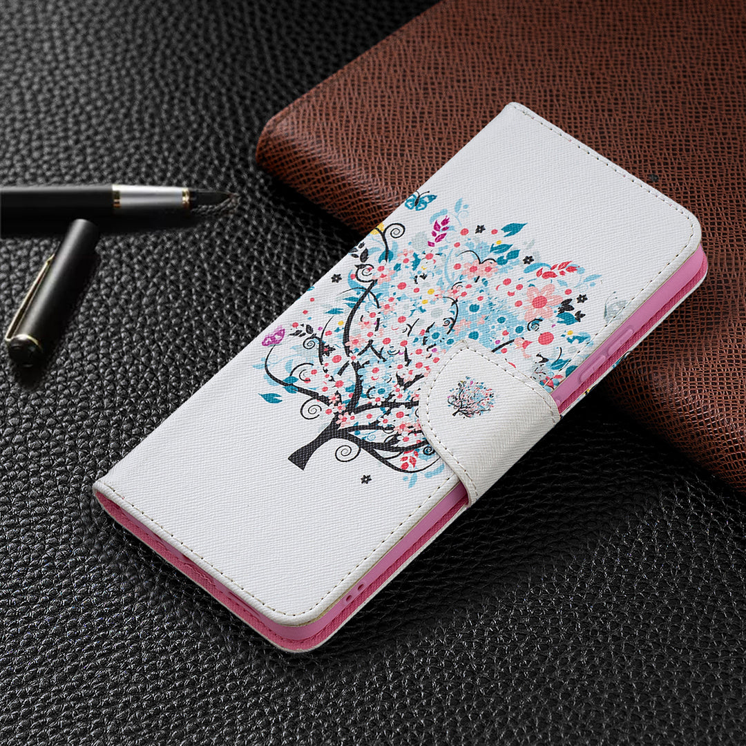 Pattern Printing Leather Wallet Stand Protective Shell for Nokia 2.4