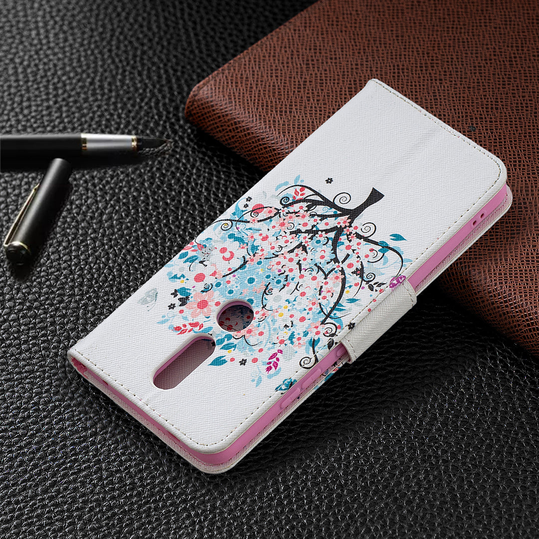 Pattern Printing Leather Wallet Stand Protective Shell for Nokia 2.4