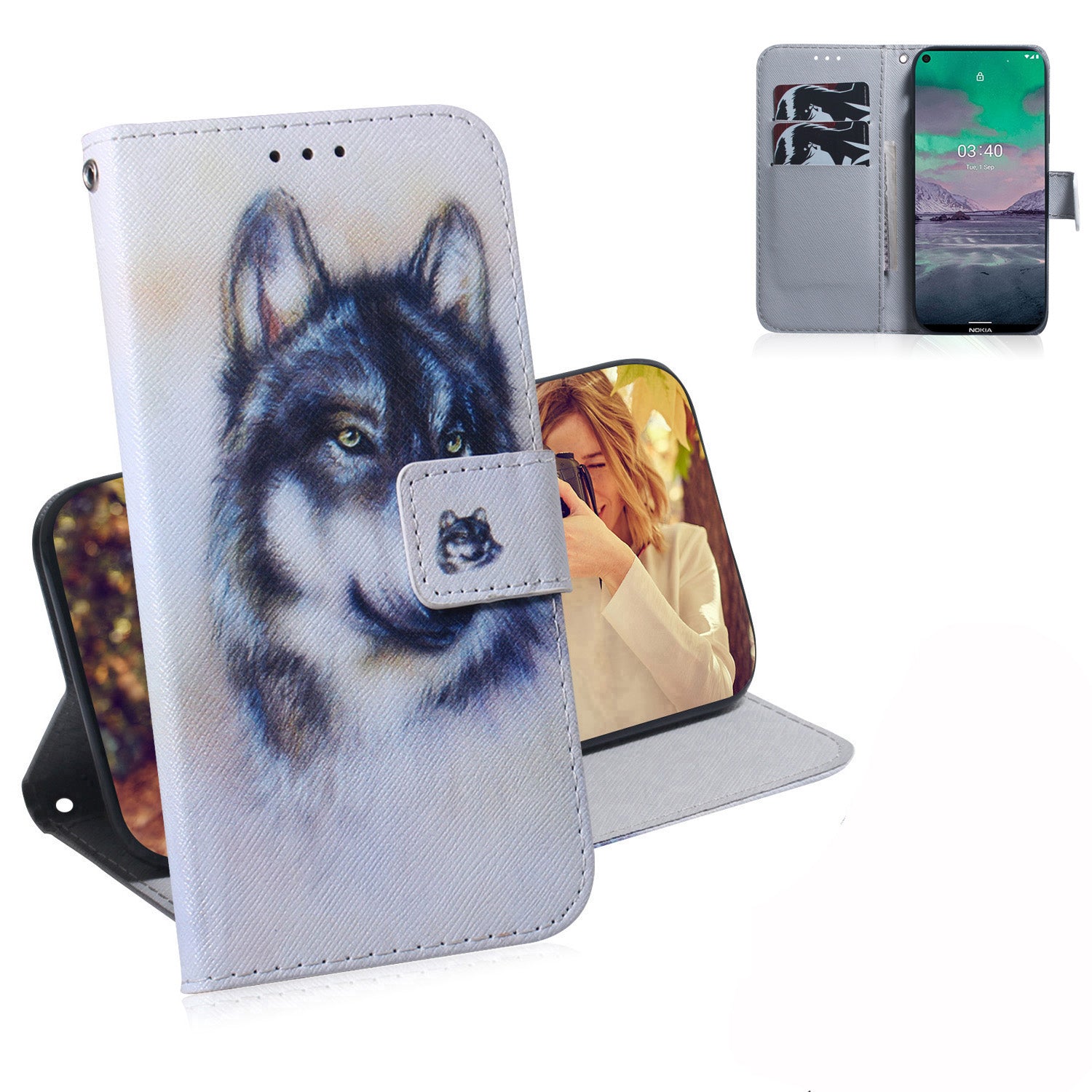 Pattern Printing PU Leather Wallet Stand Cover Case for Nokia 3.4
