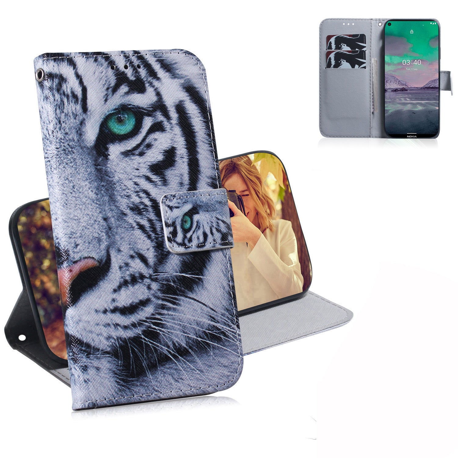 Pattern Printing PU Leather Wallet Stand Cover Case for Nokia 3.4