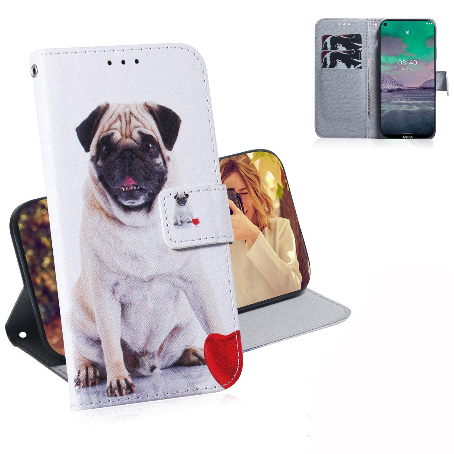 Pattern Printing PU Leather Wallet Stand Cover Case for Nokia 3.4