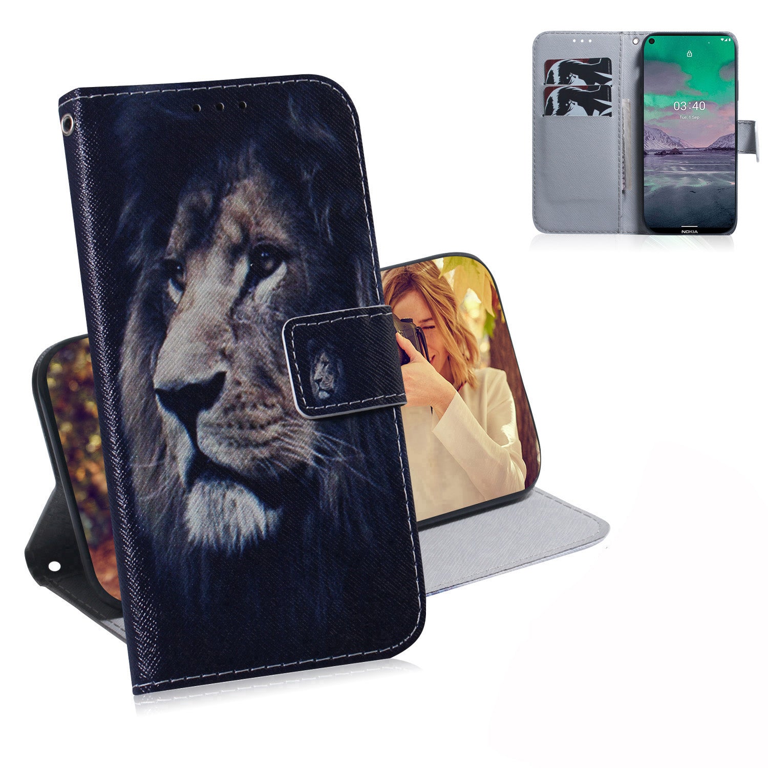 Pattern Printing PU Leather Wallet Stand Cover Case for Nokia 3.4