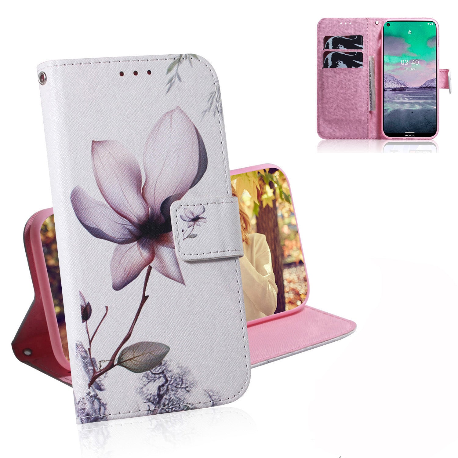 Pattern Printing PU Leather Wallet Stand Cover Case for Nokia 3.4