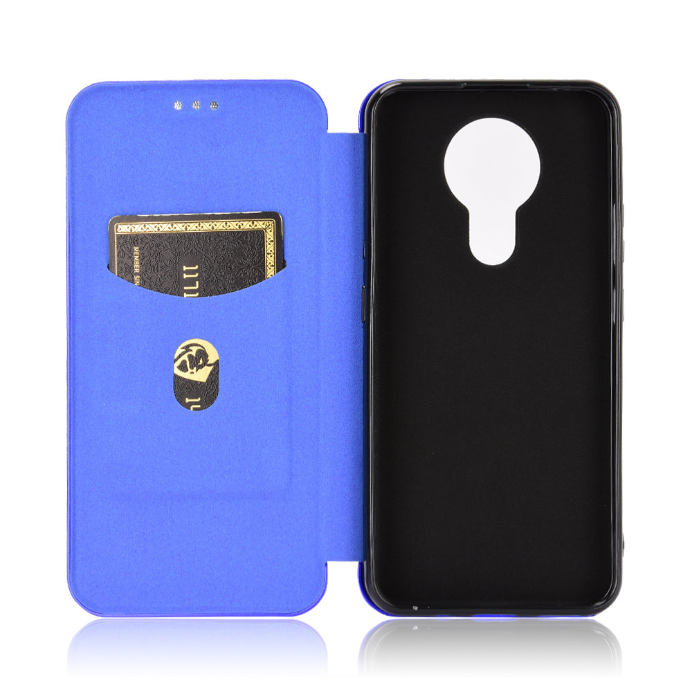 Auto-absorbed Carbon Fiber Leather Case with Card Holder for Nokia 3.4