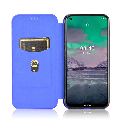 Auto-absorbed Carbon Fiber Leather Case with Card Holder for Nokia 3.4