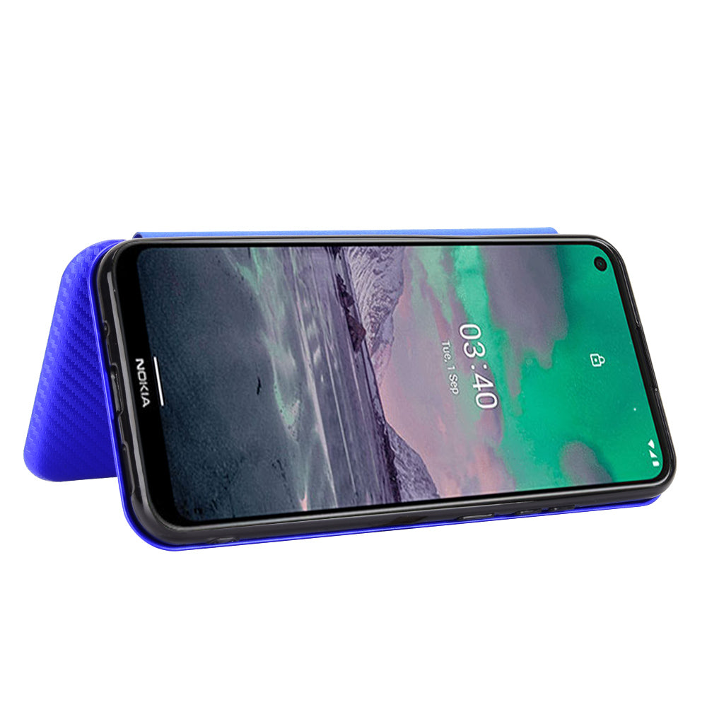 Auto-absorbed Carbon Fiber Leather Case with Card Holder for Nokia 3.4