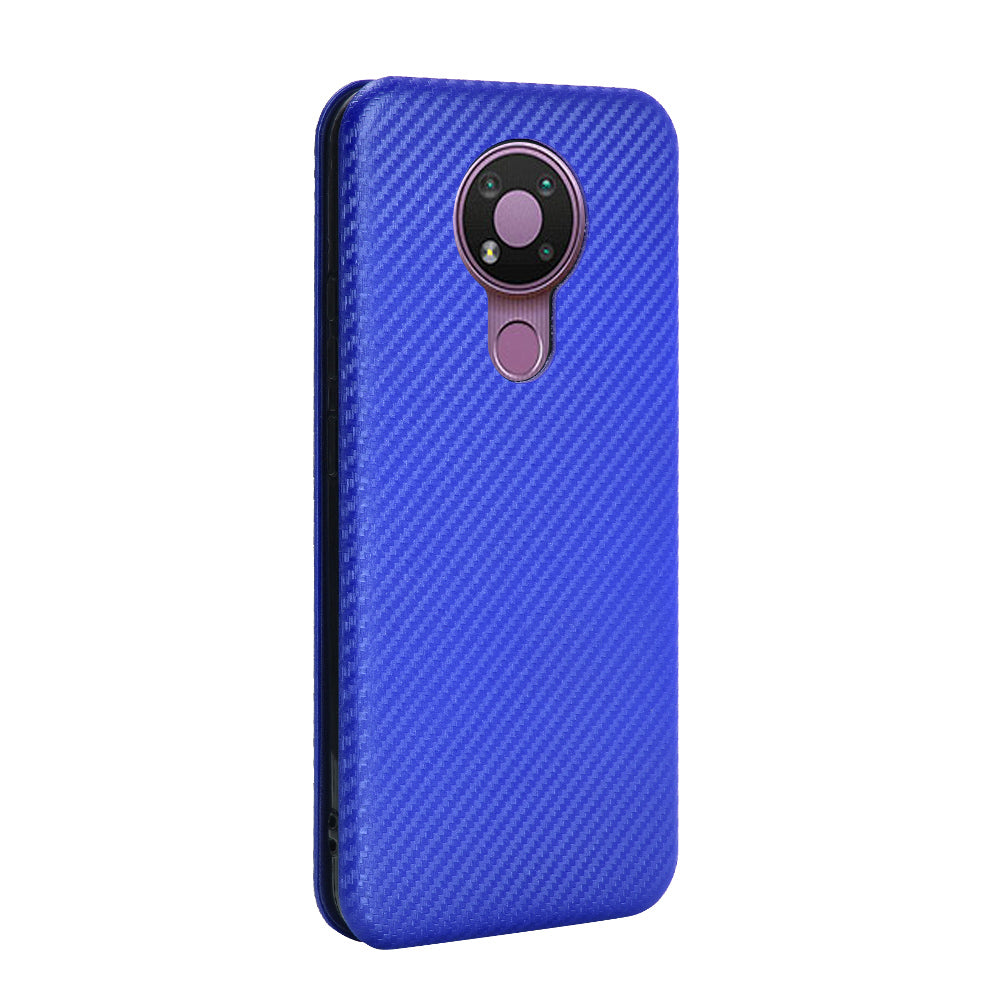 Auto-absorbed Carbon Fiber Leather Case with Card Holder for Nokia 3.4
