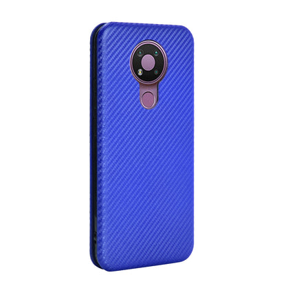 Auto-absorbed Carbon Fiber Leather Case with Card Holder for Nokia 3.4
