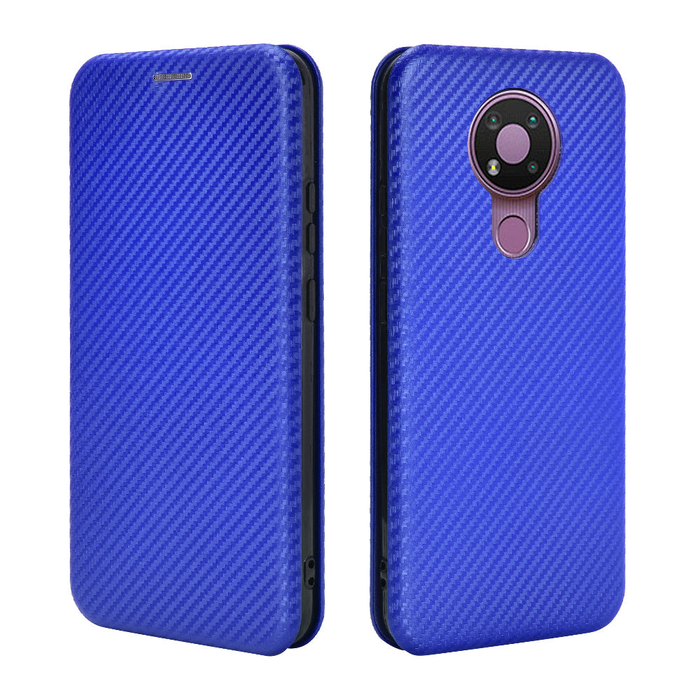 Auto-absorbed Carbon Fiber Leather Case with Card Holder for Nokia 3.4