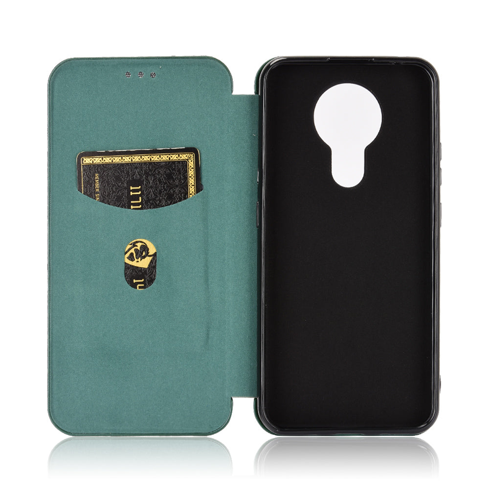 Auto-absorbed Carbon Fiber Leather Case with Card Holder for Nokia 3.4
