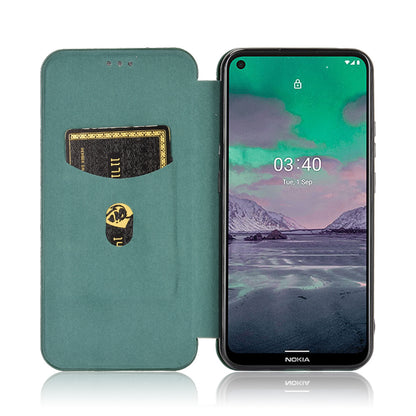 Auto-absorbed Carbon Fiber Leather Case with Card Holder for Nokia 3.4