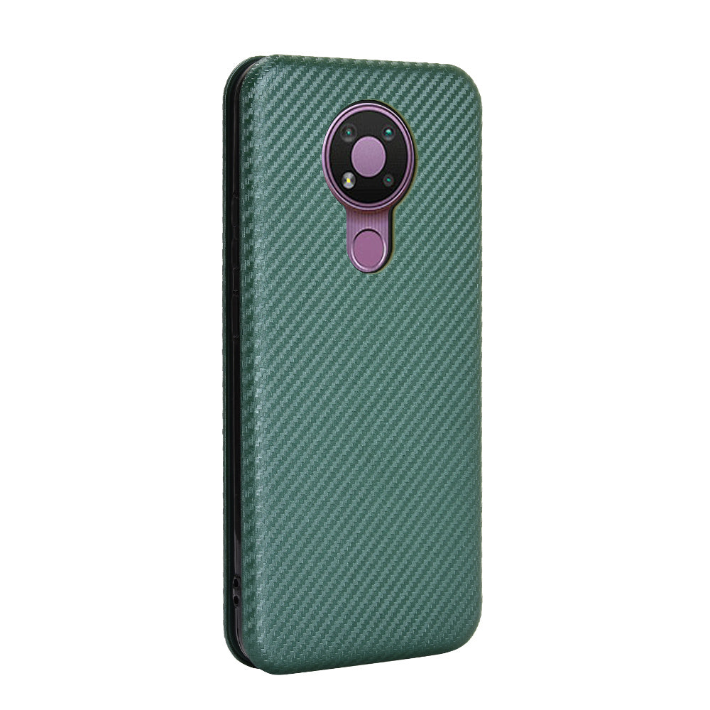 Auto-absorbed Carbon Fiber Leather Case with Card Holder for Nokia 3.4