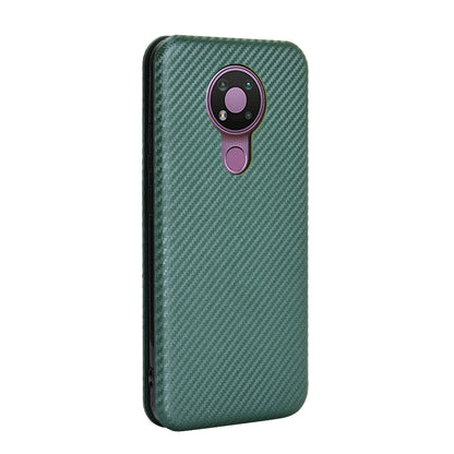Auto-absorbed Carbon Fiber Leather Case with Card Holder for Nokia 3.4