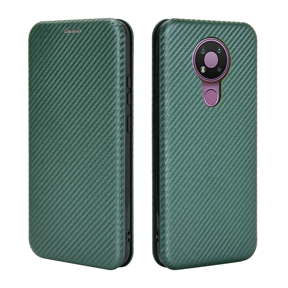 Auto-absorbed Carbon Fiber Leather Case with Card Holder for Nokia 3.4