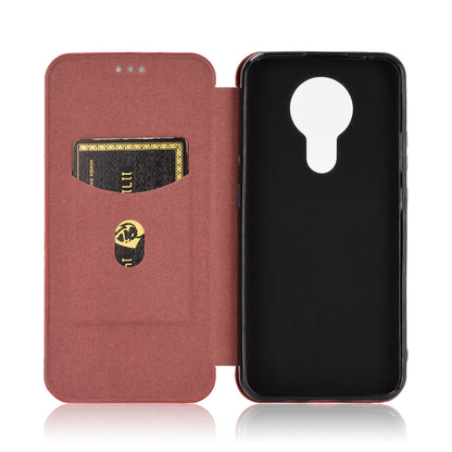 Auto-absorbed Carbon Fiber Leather Case with Card Holder for Nokia 3.4