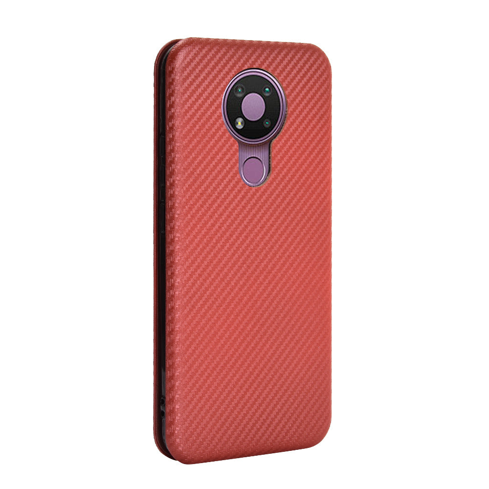 Auto-absorbed Carbon Fiber Leather Case with Card Holder for Nokia 3.4