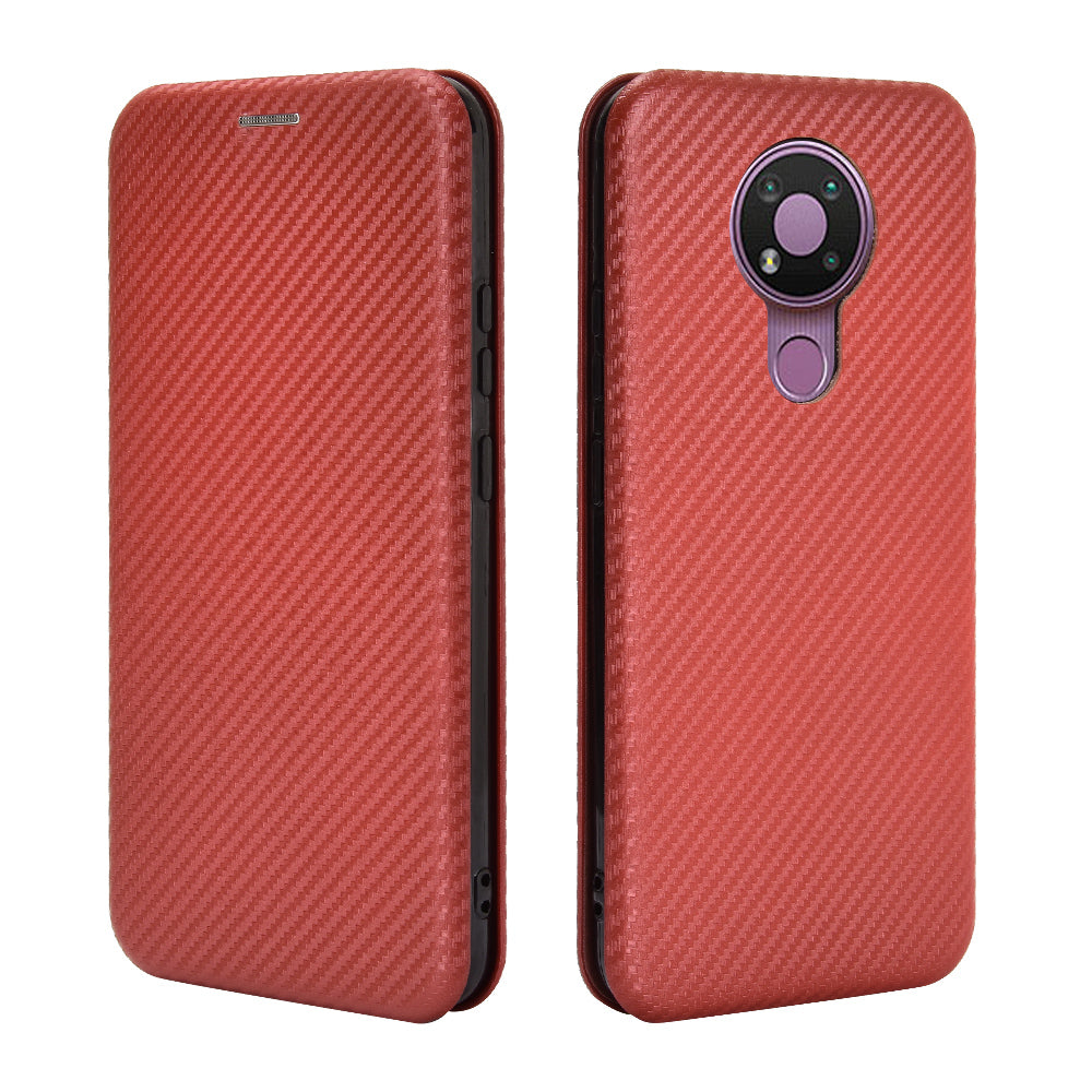 Auto-absorbed Carbon Fiber Leather Case with Card Holder for Nokia 3.4