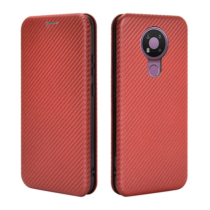 Auto-absorbed Carbon Fiber Leather Case with Card Holder for Nokia 3.4