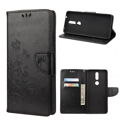 Imprint Butterflyand Flower Pattern Leather Wallet Phone Shell for Nokia 2.4