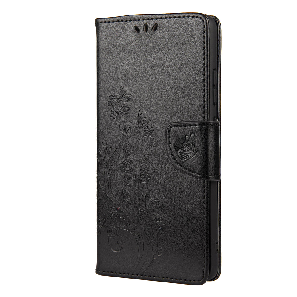 Imprint Butterflyand Flower Pattern Leather Wallet Phone Shell for Nokia 2.4
