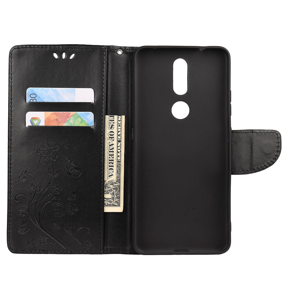 Imprint Butterflyand Flower Pattern Leather Wallet Phone Shell for Nokia 2.4