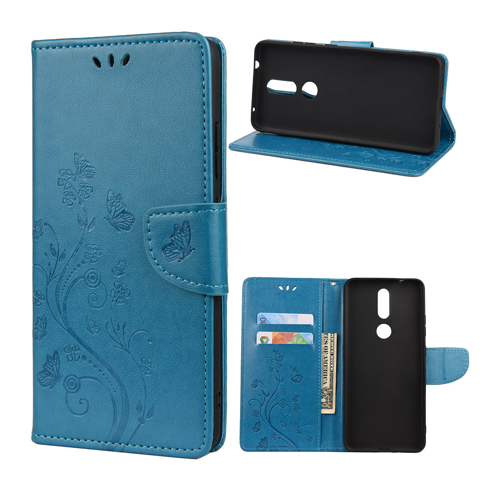 Imprint Butterflyand Flower Pattern Leather Wallet Phone Shell for Nokia 2.4