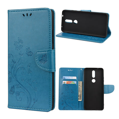 Imprint Butterflyand Flower Pattern Leather Wallet Phone Shell for Nokia 2.4