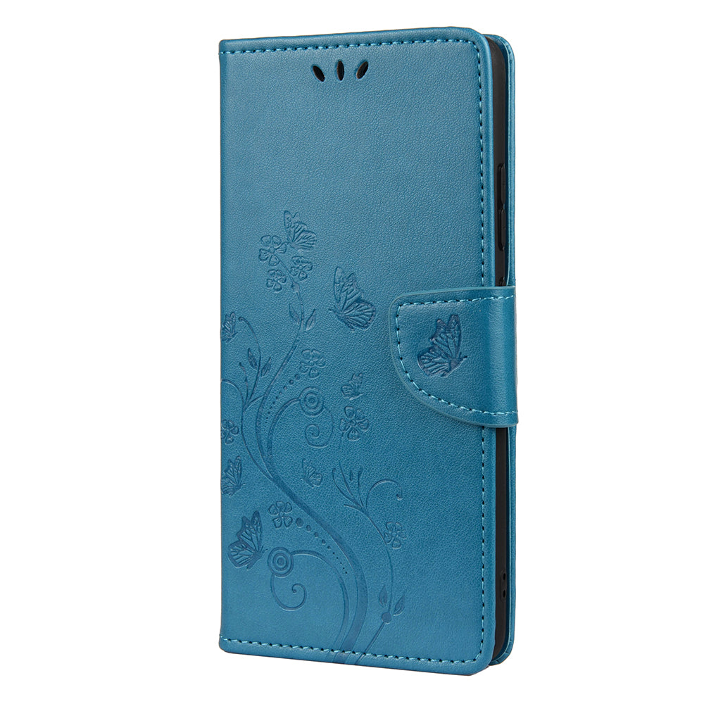 Imprint Butterflyand Flower Pattern Leather Wallet Phone Shell for Nokia 2.4