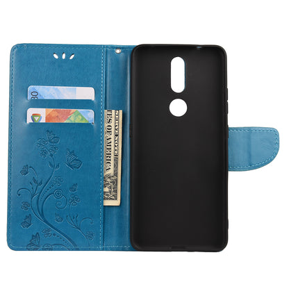 Imprint Butterflyand Flower Pattern Leather Wallet Phone Shell for Nokia 2.4