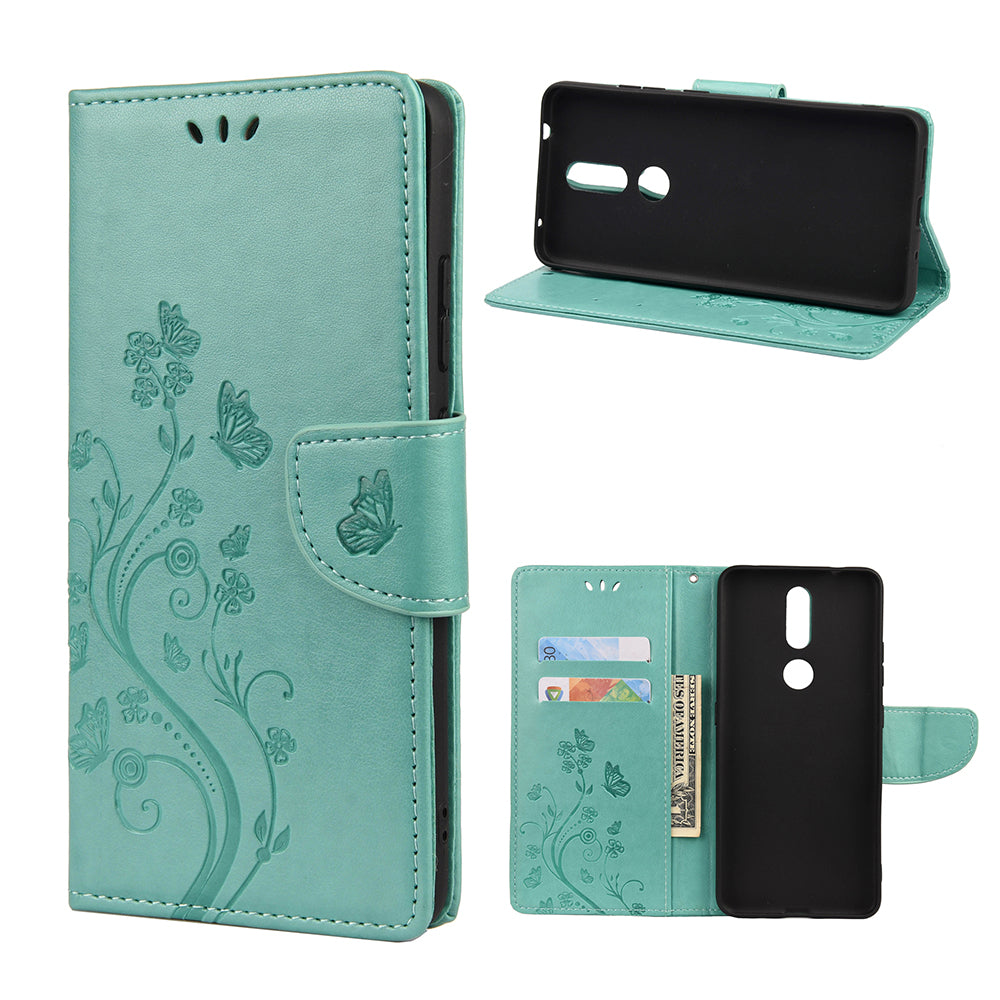 Imprint Butterflyand Flower Pattern Leather Wallet Phone Shell for Nokia 2.4
