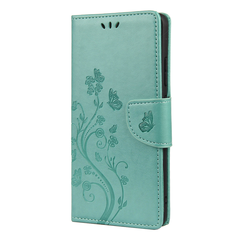 Imprint Butterflyand Flower Pattern Leather Wallet Phone Shell for Nokia 2.4