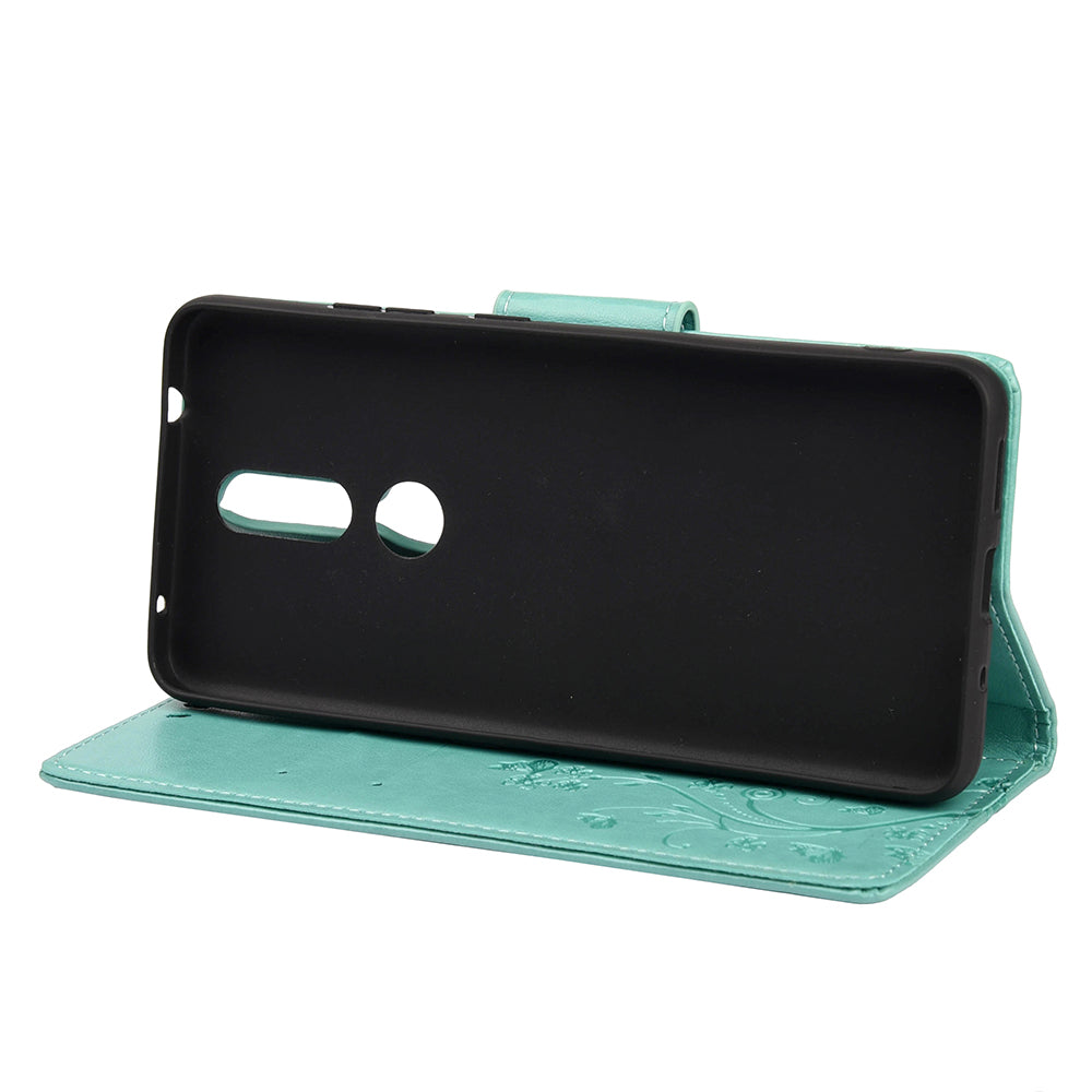 Imprint Butterflyand Flower Pattern Leather Wallet Phone Shell for Nokia 2.4