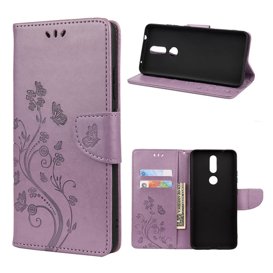 Imprint Butterflyand Flower Pattern Leather Wallet Phone Shell for Nokia 2.4
