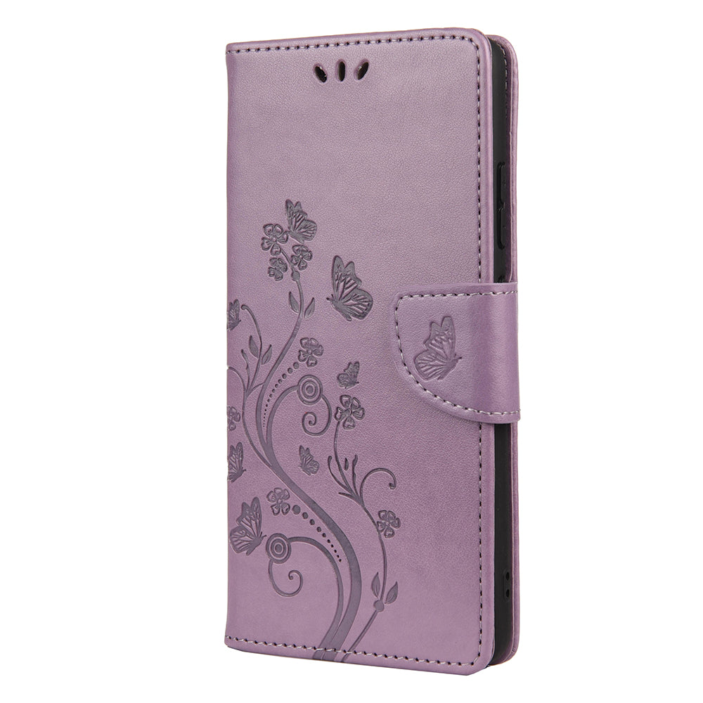 Imprint Butterflyand Flower Pattern Leather Wallet Phone Shell for Nokia 2.4