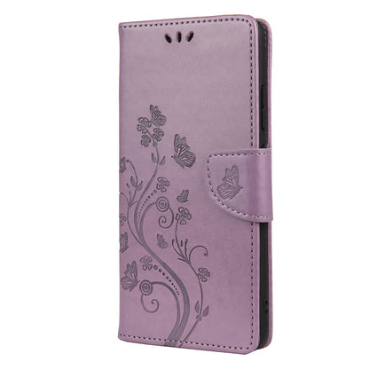 Imprint Butterflyand Flower Pattern Leather Wallet Phone Shell for Nokia 2.4