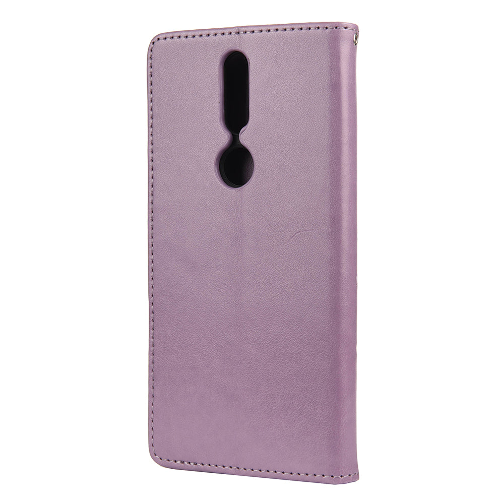 Imprint Butterflyand Flower Pattern Leather Wallet Phone Shell for Nokia 2.4