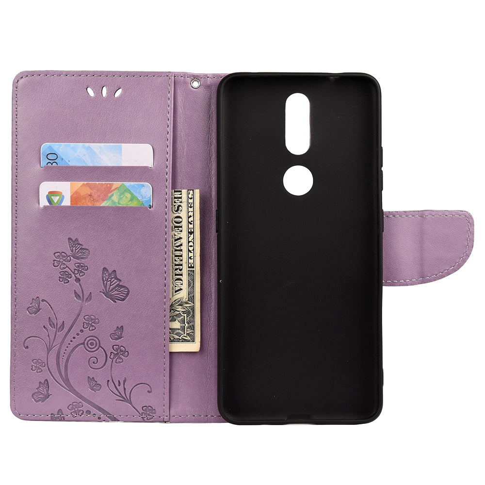 Imprint Butterflyand Flower Pattern Leather Wallet Phone Shell for Nokia 2.4