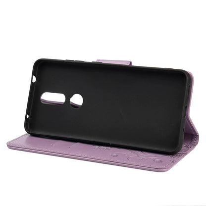 Imprint Butterflyand Flower Pattern Leather Wallet Phone Shell for Nokia 2.4