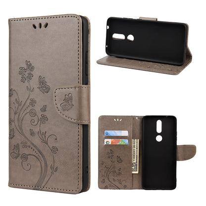 Imprint Butterflyand Flower Pattern Leather Wallet Phone Shell for Nokia 2.4