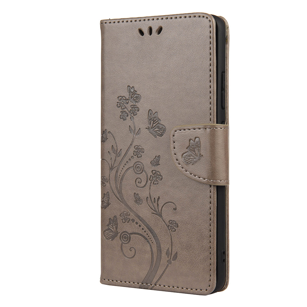 Imprint Butterflyand Flower Pattern Leather Wallet Phone Shell for Nokia 2.4