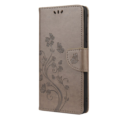 Imprint Butterflyand Flower Pattern Leather Wallet Phone Shell for Nokia 2.4