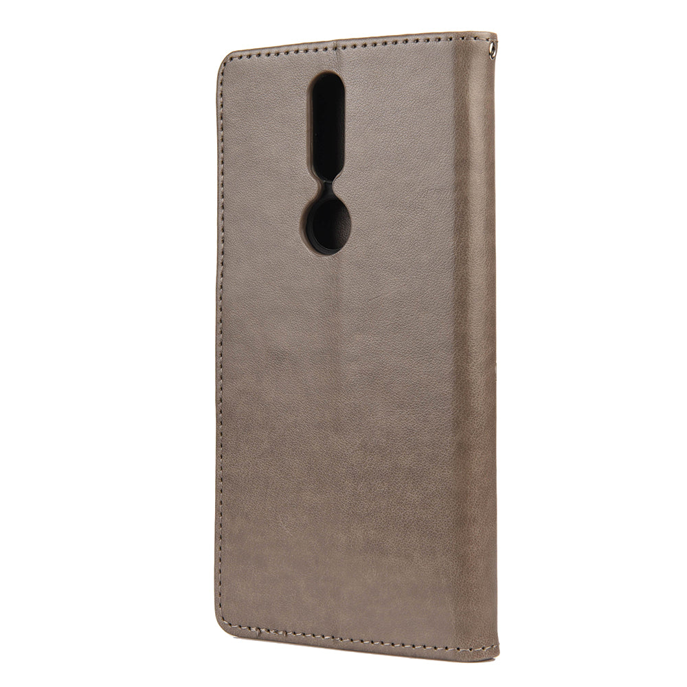 Imprint Butterflyand Flower Pattern Leather Wallet Phone Shell for Nokia 2.4