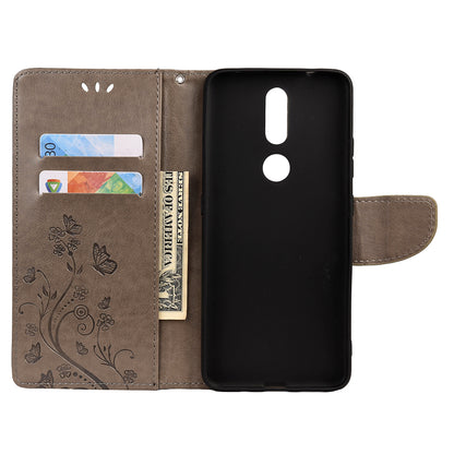 Imprint Butterflyand Flower Pattern Leather Wallet Phone Shell for Nokia 2.4