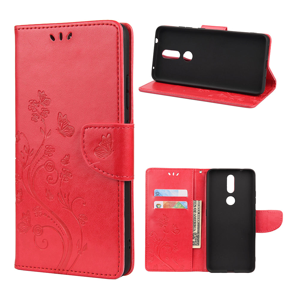 Imprint Butterflyand Flower Pattern Leather Wallet Phone Shell for Nokia 2.4