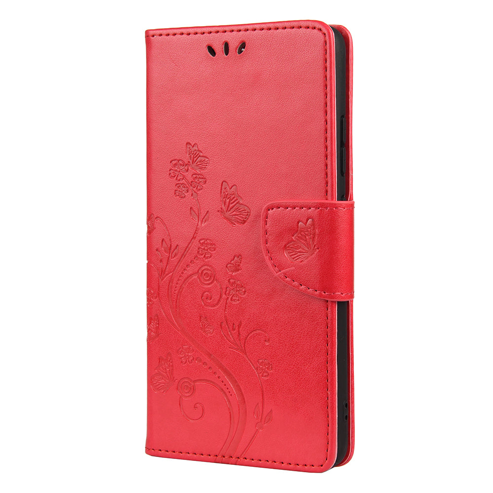 Imprint Butterflyand Flower Pattern Leather Wallet Phone Shell for Nokia 2.4